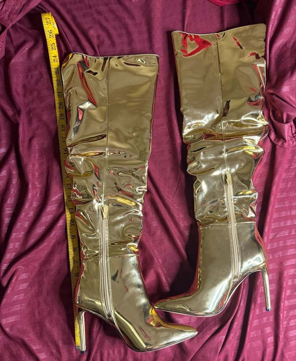 INC International Concepts Iyonna Gold Metallic Slouchy Over-The-Knee Boots